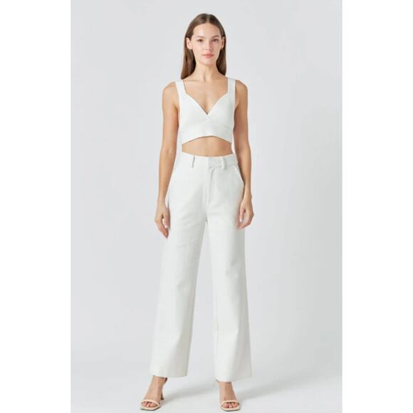 NWT Endless Rose Miley Back Tie Elevated Knit Bralette White Women's Size Large - Picture 3 of 16